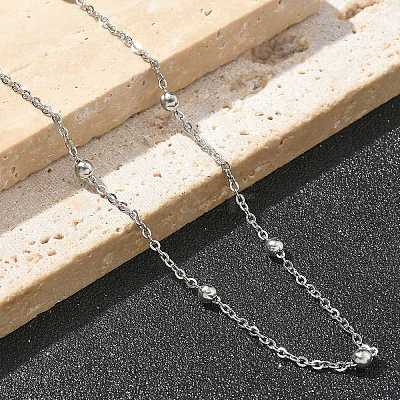 Brass Ball Cable Chain Necklaces for Women NJEW-M051-01P-1