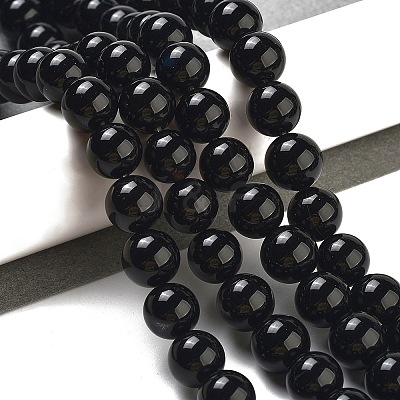 Natural Black Onyx Round Bead Strands X-G-R198-10mm-1