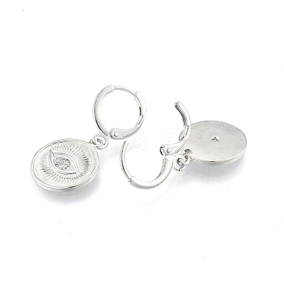 Clear Cubic Zirconia Horse Eye Dangle Leverback Earrings EJEW-N012-104P-1