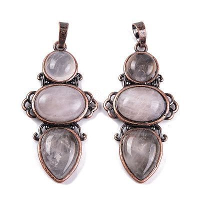 Natural Rose Quartz Pendants G-Q158-04-02-1