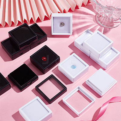 24Pcs 2 Colors Square Acrylic Loose Diamond Display Boxes CON-GA0001-16-1