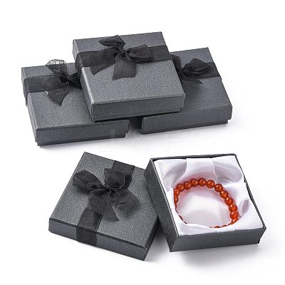 Bowknot Organza Ribbon Cardboard Bracelet Bangle Gift Boxes BC148-05-1
