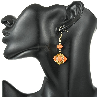 Glass Seed Bead and Synthetic Imperial Jasper Dangle Earrings EJEW-MZ00743-02-1