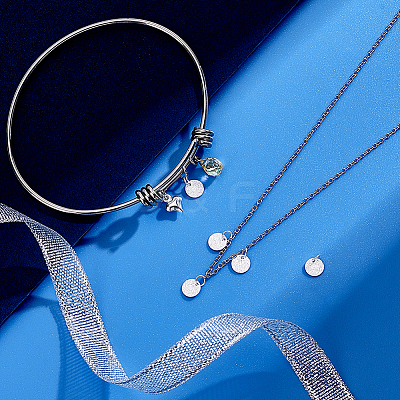 5Pcs 925 Sterling Silver Textured Flat Round Charms with Jump Rings STER-BC0003-98S-1