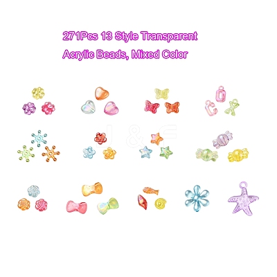 271Pcs 13 Style Transparent Acrylic Beads TACR-YW0001-26-1