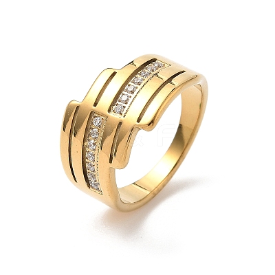 304 Stainless Steel Cubic Zirconia Finger Rings for Women RJEW-F189-04G-1