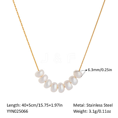 Elegant Potato Natural Freshwater Pearl Cluster Necklaces with 304 Stainless Steel Chains for Women TC0594-8-1