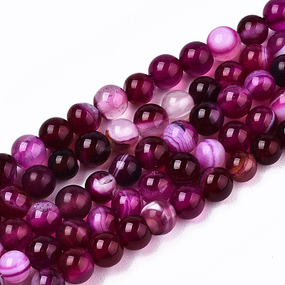 Natural Striped Agate/Banded Agate Beads Strands G-T131-36C-1