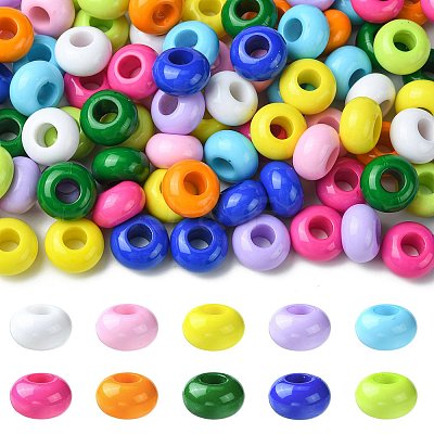 100Pcs 10 Colors Opaque Acrylic European Beads SACR-FS0001-51-1