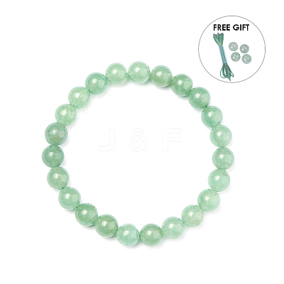 Natural Green Aventurine Round Beads Stretch Bracelets BJEW-PH0001-8mm-24-1