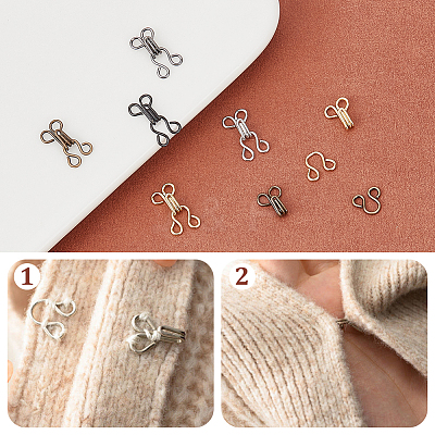 200 Sets 5 Colors Brass Garment Hook and Eye KK-NB0003-09-1