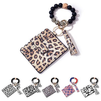 Leather Wristlet Keychain Bracelet Wallet for Women JX633A-1