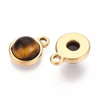 Natural Tiger Eye Half Round Charms STAS-N109-213E-G-1