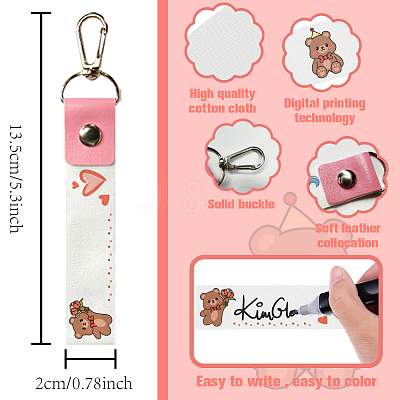 PU Leather & Cotton Name Marker Keychain AJEW-WH0514-001-1