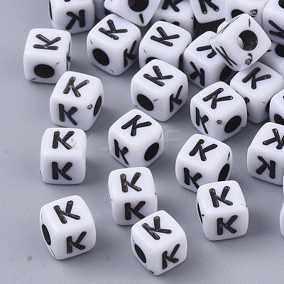 White Opaque Acrylic Beads MACR-R869-02K-1