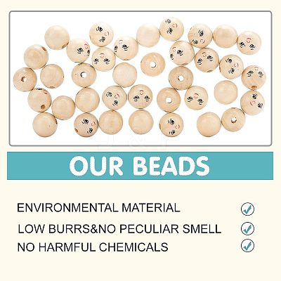 50Pcs Natural Wood Beads WOOD-FG0001-15B-1