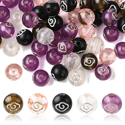 200Pcs 5 Colors Plating Acrylic Beads OACR-FS0002-03-1