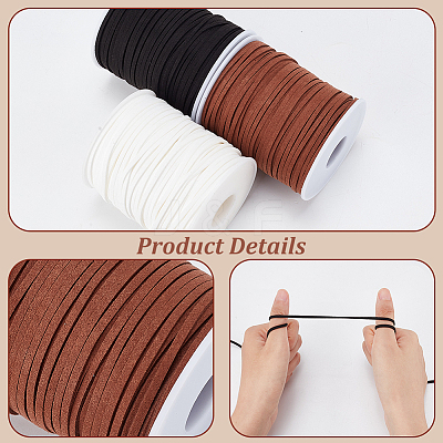 3 Rolls 3 Colors Faux Suede Cord LW-PH0002-23-1