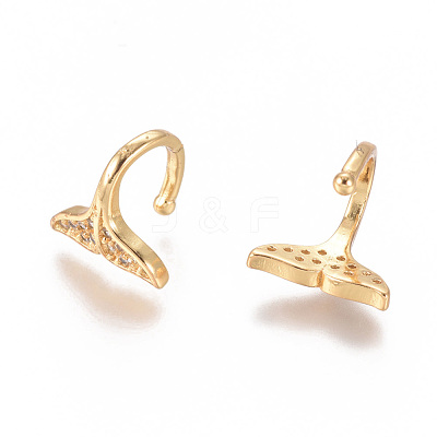 Golden Plated Brass Micro Pave Cubic Zirconia Cuff Earrings EJEW-L244-40G-1