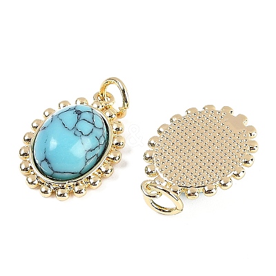 Synthetic Turquoise Oval Pendants KK-U043-46G-A-1