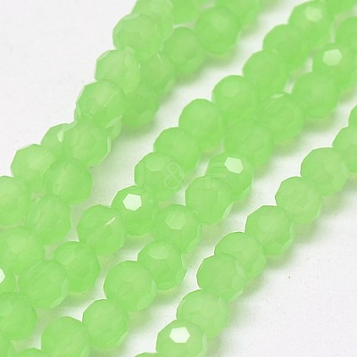 Faceted(32 Facets) Imitation Jade Round Glass Beads Strands X-EGLA-J042-4mm-28-1