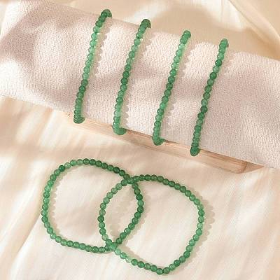 Natural Green Aventurine Beaded Stretch Bracelets BJEW-D446-A-34-1