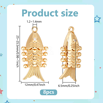 8Pcs Brass Pendants KK-BC0015-68G-1