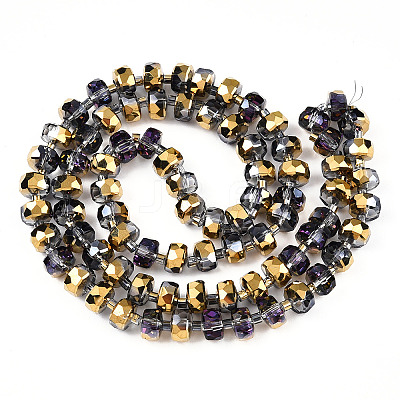 Electroplat Glass Beads Strands X-EGLA-Q092-8mm-D03-1
