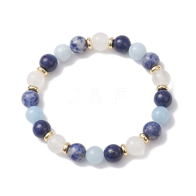 Natural Mixed Gemstone Round Beads Stretch Bracelets for Women BJEW-JB12631-07-1