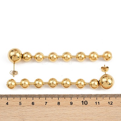 304 Stainless Steel Round Tassel Stud Earrings EJEW-D330-02G-1