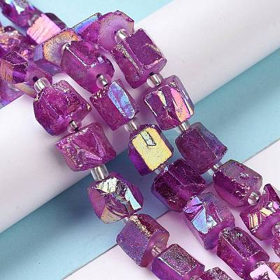 Electroplated Natural Quartz Beads Strands G-G767-02-07-1
