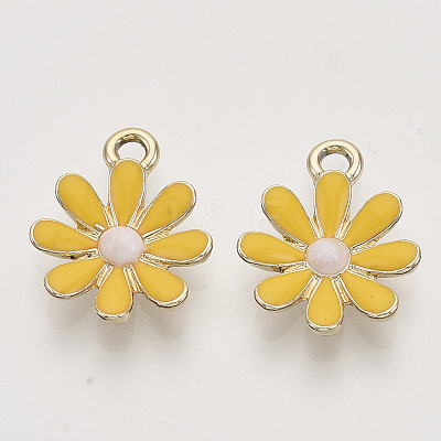Light Gold Plated Alloy Pendants X-ENAM-T009-39B-1