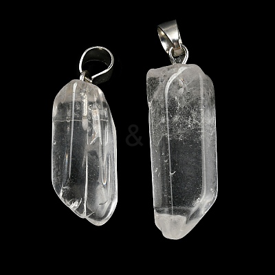 Natural Quartz Crystal Pointed Pendants G-G779-02P-1