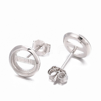 Anti-Tarnish Rhodium Plated 925 Sterling Silver Stud Earring Settings STER-F032-04P-1