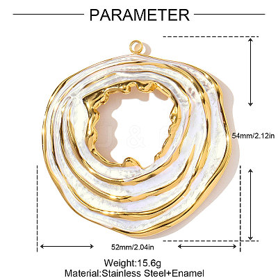 304 Stainless Steel Enamel Big Pendants STAS-OY002-80G-01-1