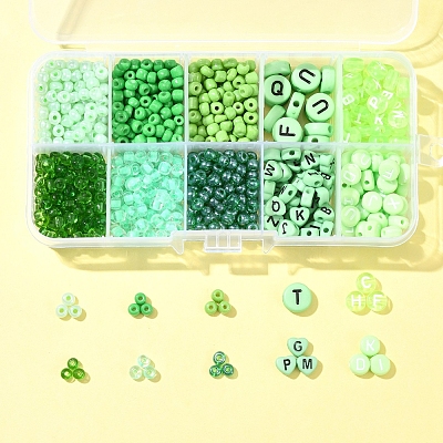 DIY Flat Round & Heart Acrylic & Glass Seed Beads Jewelry Making Findings Kits DIY-FS0006-43C-1