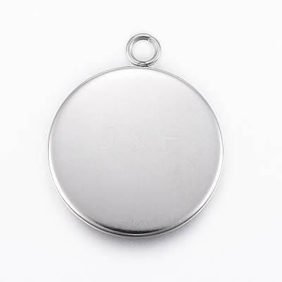 Tarnish Resistant 304 Stainless Steel Pendant Cabochon Settings X-STAS-E146-18P-18mm-1
