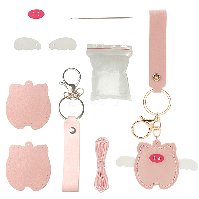 DIY Imitation Leather Flying Pig Pendant Keychain Sewing Kits DIY-WH0530-96-1
