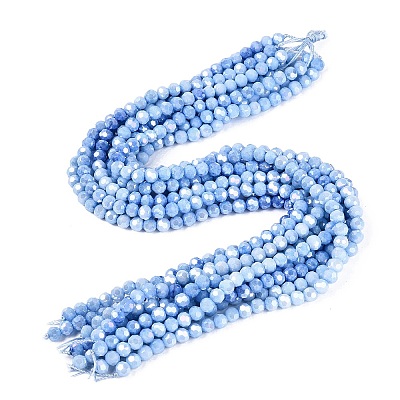 Anti-Tarnish Electroplate Glass Beads Strands EGLA-ZX010-6mm-09-1