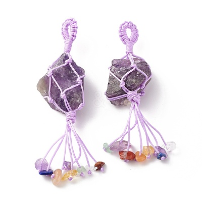 Natural Amethyst Pendants PALLOY-JF01212-05-1