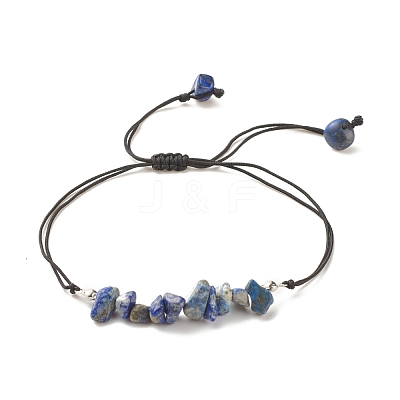 Natural Lapis Lazuli Chips Braided Bead Bracelet BJEW-JB08019-01-1