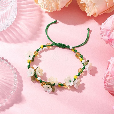 Flower Synthetic Citrine Braided Bracelets for Women BJEW-TA00625-03-1