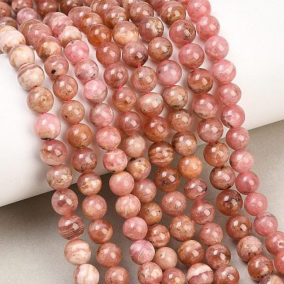 Natural Rhodonite Beads Strands G-Z153-A01-6mm-1