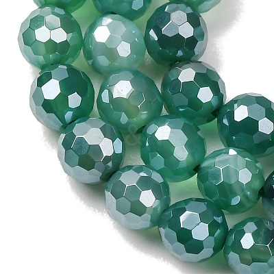 Electroplated Natural Agate Beads Strands G-B191-A07-6mm-09-1