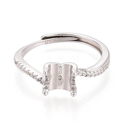 Rhodium Plated 925 Sterling Silver Micro Pave Cubic Zirconia Engagement Solitaire Ring Settings STER-N016-75P-1