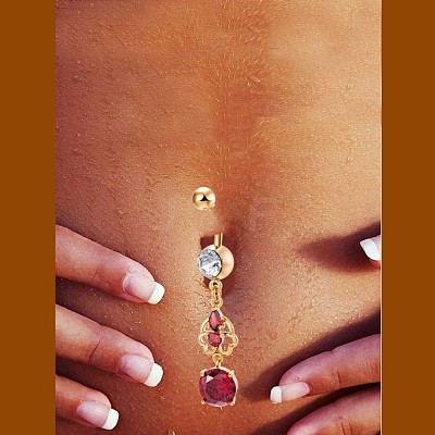 Brass Cubic Zirconia Navel Ring AJEW-EE0004-30C-1