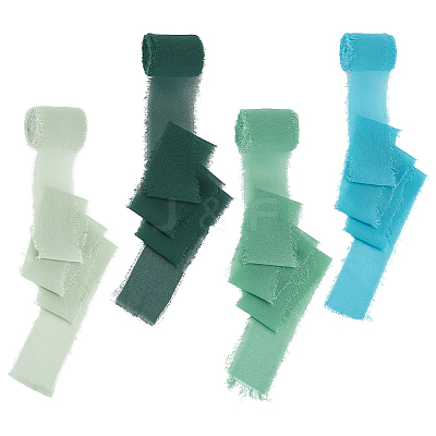 4 Rolls 4 Colors Polyester Raw Edged Ribbon OCOR-NB0001-81A-1