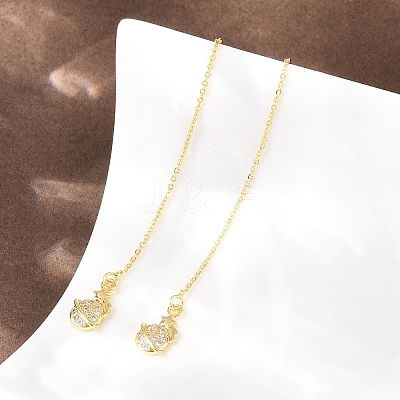Planet with Star Brass Micro Pave Clear Cubic Zirconia Ear Thread EJEW-H182-07G-1