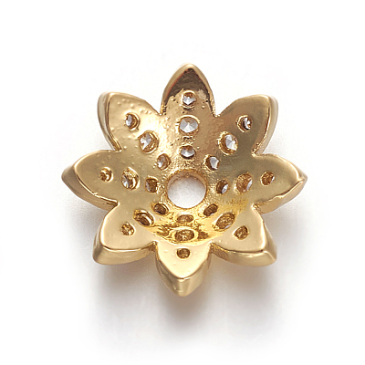 Brass Micro Pave Cubic Zirconia Bead Caps ZIRC-E158-12G-1