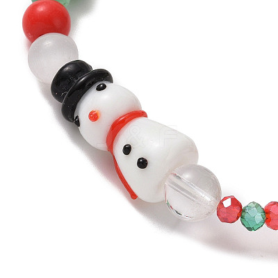 Christmas Tree & Snowman & Mushroom Stretch Bracelet BJEW-TA00257-1